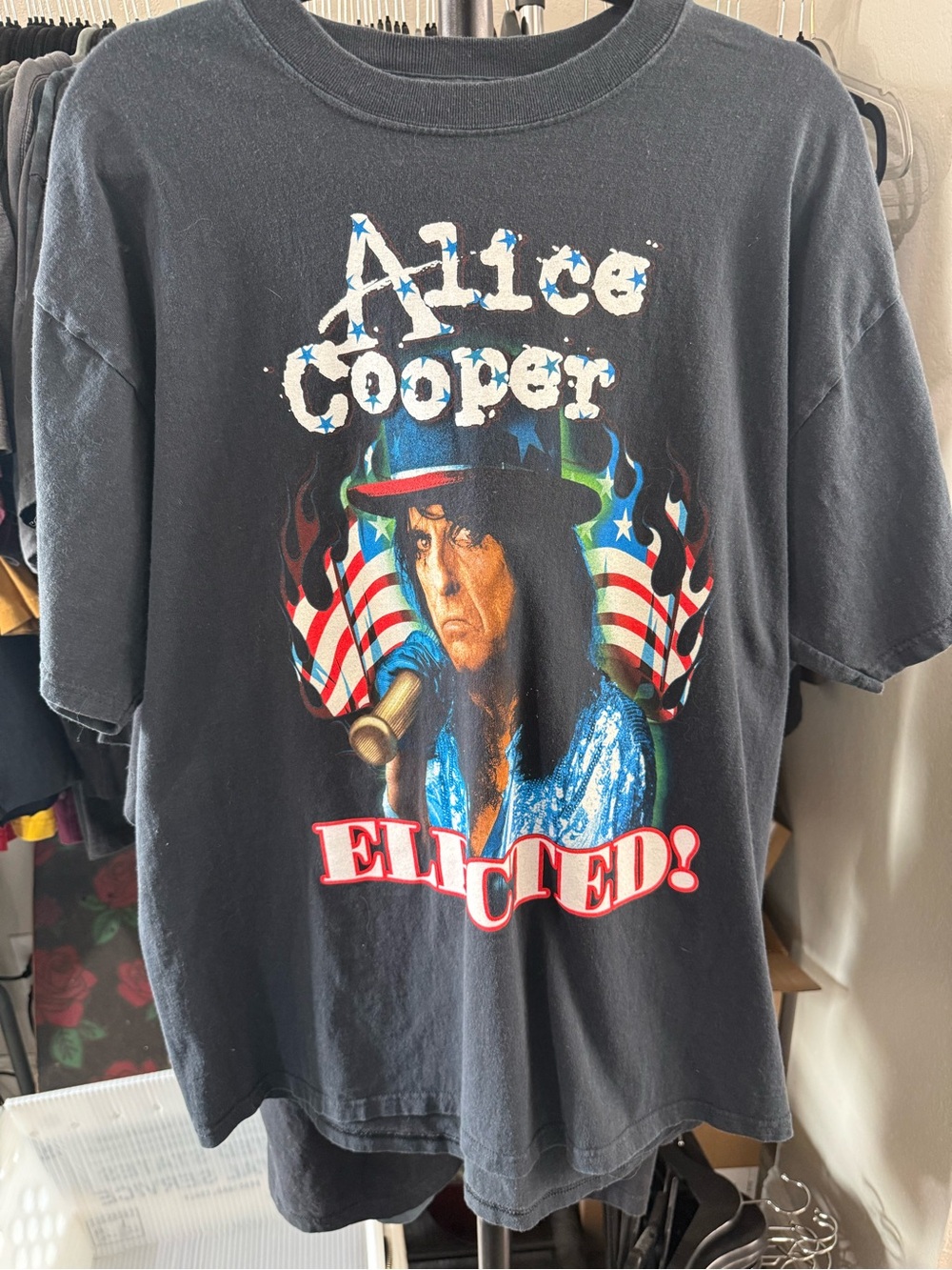 VTG Y2K Alice Cooper Elected black mens short sleeve t-shirt Size XL